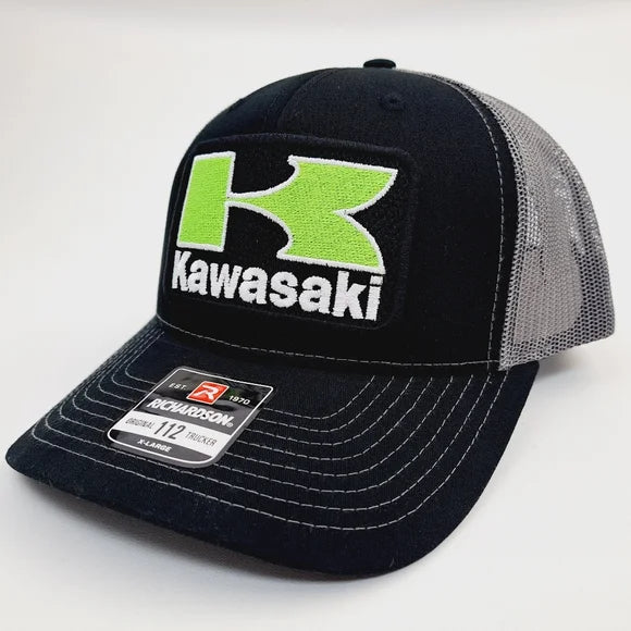 Kawasaki Embroidered Patch Richardson 112 Trucker Mesh Snapback Cap Hat