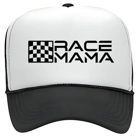 Race Mama Foam Trucker Mesh Snapback Cap Hat Black