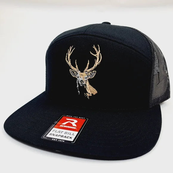 Buck Deer Swamp Donkey Richardson 168 7 Panel Flat Bill Trucker Mesh Snapback