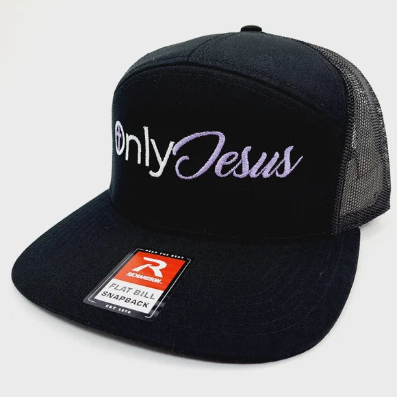 Only Jesus Richardson 168 Seven Panel Flat Bill Trucker Mesh Snapback Embroidered