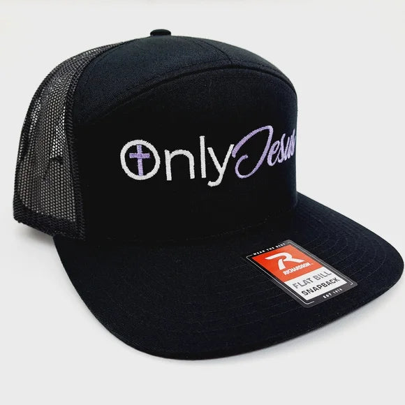 Only Jesus Richardson 168 Seven Panel Flat Bill Trucker Mesh Snapback Embroidered