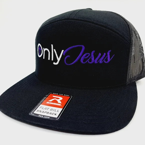 Only Jesus Richardson 168 7 panel Flat Bill Trucker Mesh Snapback Embroidered