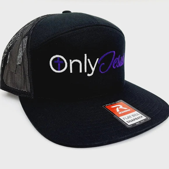 Only Jesus Richardson 168 7 panel Flat Bill Trucker Mesh Snapback Embroidered