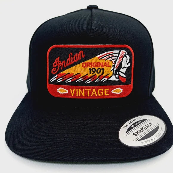 Indian Motorcycle Embroidered Patch Mesh Flat Bill Snapback Solid