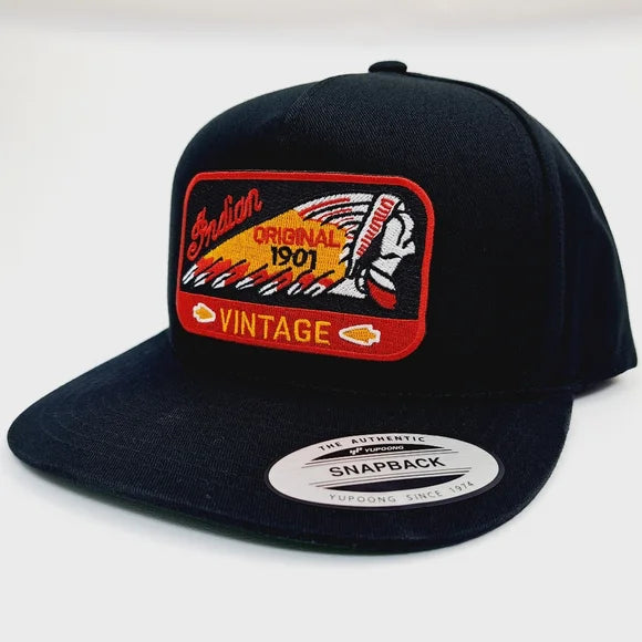 Indian Motorcycle Embroidered Patch Mesh Flat Bill Snapback Solid