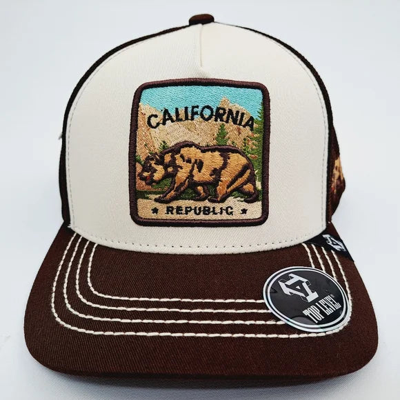 California Bear Embroidered Mesh Low Profile Snapback Cap Hat