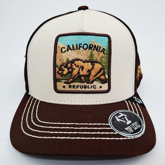 California Bear Embroidered Mesh Low Profile Snapback Cap Hat