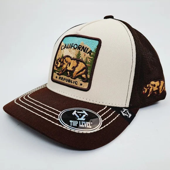 California Bear Embroidered Mesh Low Profile Snapback Cap Hat
