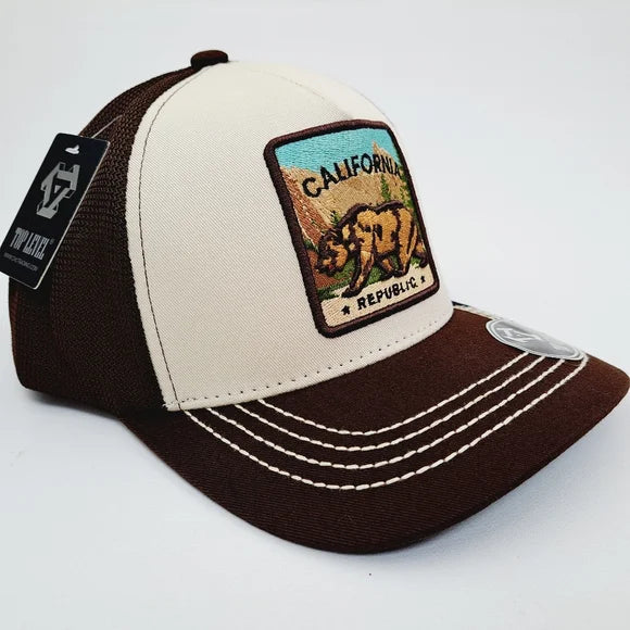 California Bear Embroidered Mesh Low Profile Snapback Cap Hat