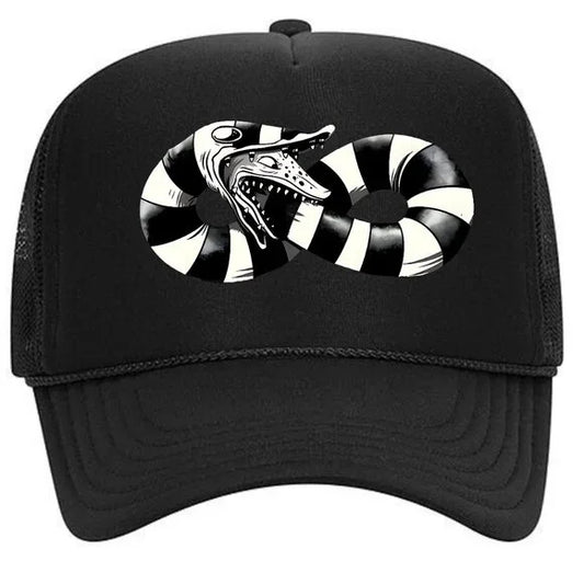 Infinity Snake Foam Trucker Mesh Snapback Cap Hat Black