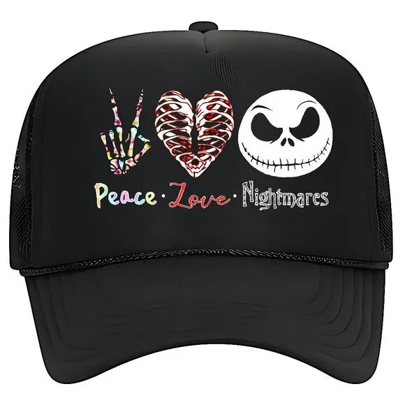 Peace Love Nightmares Foam Trucker Mesh Snapback Cap Hat Black