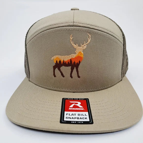 Buck Deer Swamp Donkey Richardson 168 7 Panel Flat Bill Trucker Mesh