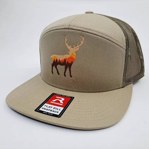 Buck Deer Swamp Donkey Richardson 168 7 Panel Flat Bill Trucker Mesh