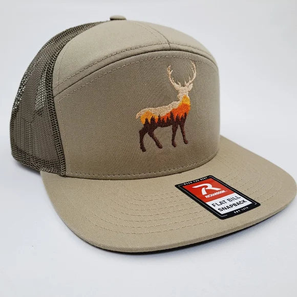 Buck Deer Swamp Donkey Richardson 168 7 Panel Flat Bill Trucker Mesh