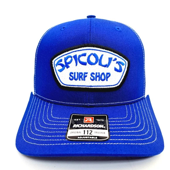 Spicoli's Surf Shop Richardson 112 Trucker Mesh Snapback Cap Hat Blue
