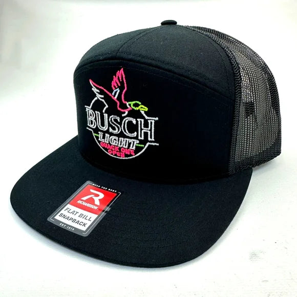 Busch Duck Hunter's Beer Drinking Hat Cap Mesh Snapback Black Flat Bill