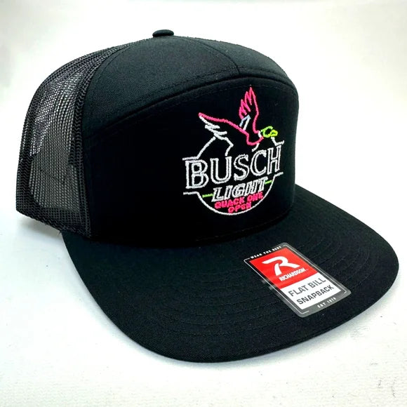 Busch Duck Hunter's Beer Drinking Hat Cap Mesh Snapback Black Flat Bill
