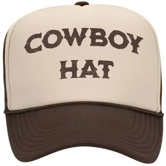 Cowboy Hat Foam Trucker Mesh Snapback Cap Hat Tan & Brown