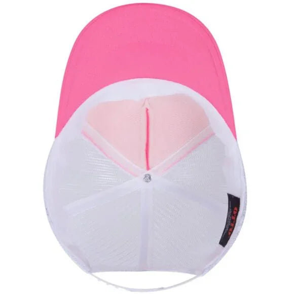 Better Late Than Ugly Women's Pink Foam Trucker Mesh Snapback Hat Cap