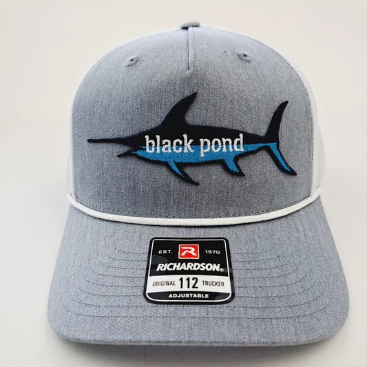 Black Pond Swordfish Fishing Richardson 112 Trucker Mesh Snapback Hat Cap