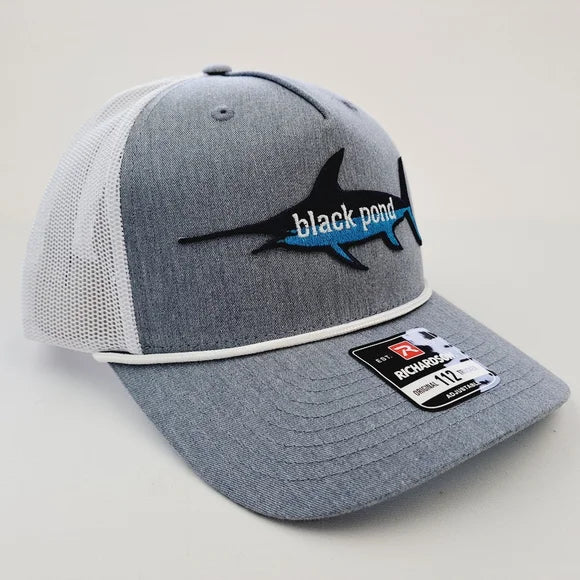 Black Pond Swordfish Fishing Richardson 112 Trucker Mesh Snapback Hat Cap