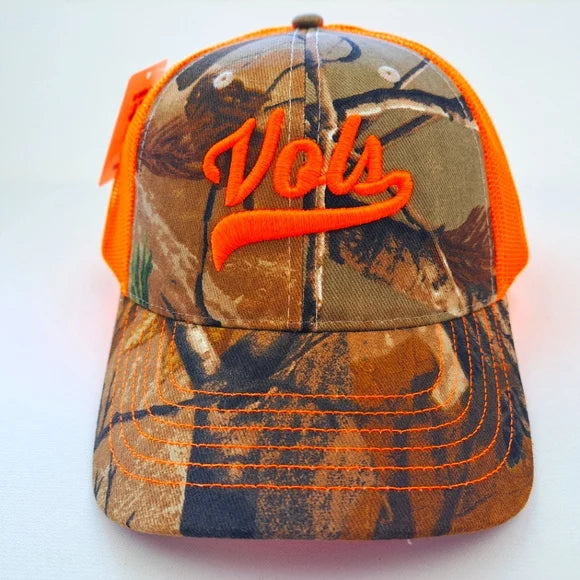 Tennessee Volunteers Camouflage Mesh Snapback Cap Hat Neon Orange