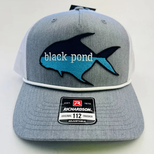 Black Pond Pompano Fishing Richardson 112 Trucker Mesh Snapback Hat Cap