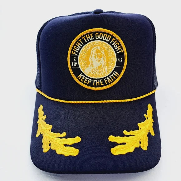 Jesus Christ 2 Timothy 4:7 Foam Trucker Mesh Snapback Cap Hat Black