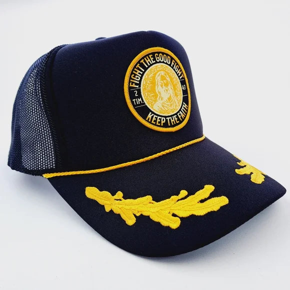 Jesus Christ 2 Timothy 4:7 Foam Trucker Mesh Snapback Cap Hat Black