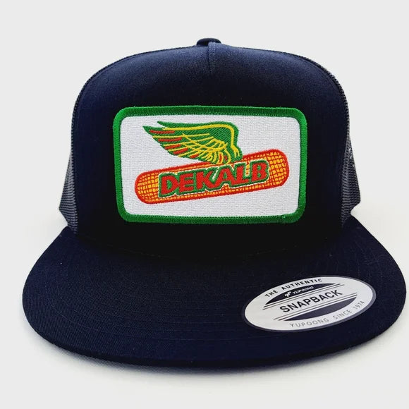 Dekalb Flat Bill Trucker Mesh Snapback Hat Cap Embroidered Patch