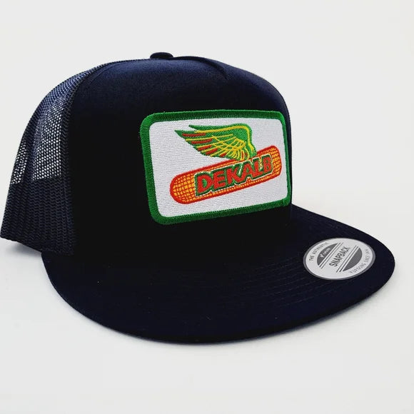 Dekalb Flat Bill Trucker Mesh Snapback Hat Cap Embroidered Patch