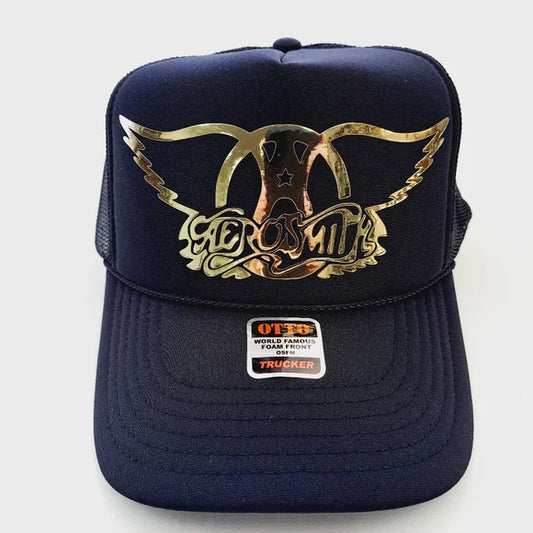 Aerosmith Foam Trucker Mesh Snapback Cap Hat Black