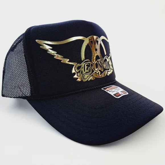 Aerosmith Foam Trucker Mesh Snapback Cap Hat Black