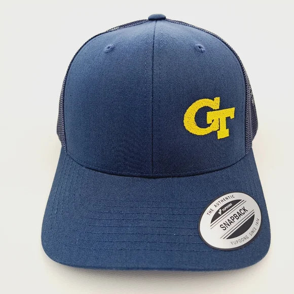Georgia Tech Mens Cap Hat Low Profile Curved Bill Embroidered Navy Blue