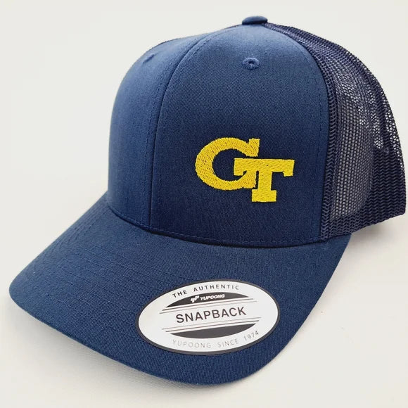 Georgia Tech Mens Cap Hat Low Profile Curved Bill Embroidered Navy Blue