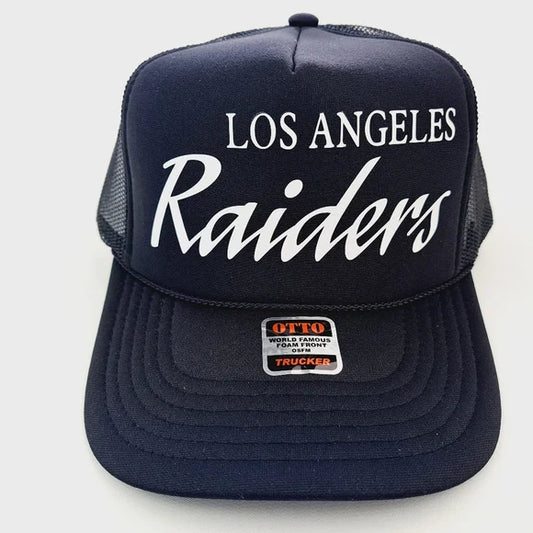 Los Angeles Raiders Foam Trucker Mesh Snapback Cap Hat Black
