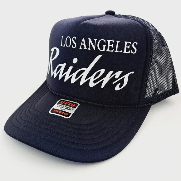 Los Angeles Raiders Foam Trucker Mesh Snapback Cap Hat Black