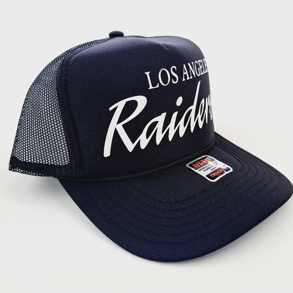 Los Angeles Raiders Foam Trucker Mesh Snapback Cap Hat Black