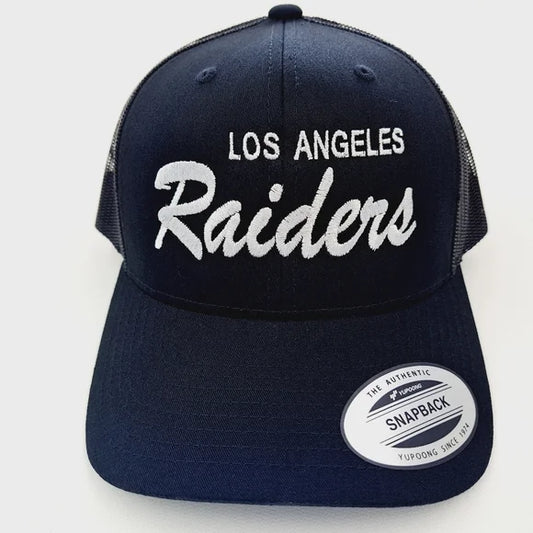 Los Angeles Raiders Embroidered Trucker Mesh Snapback Cap Hat Black
