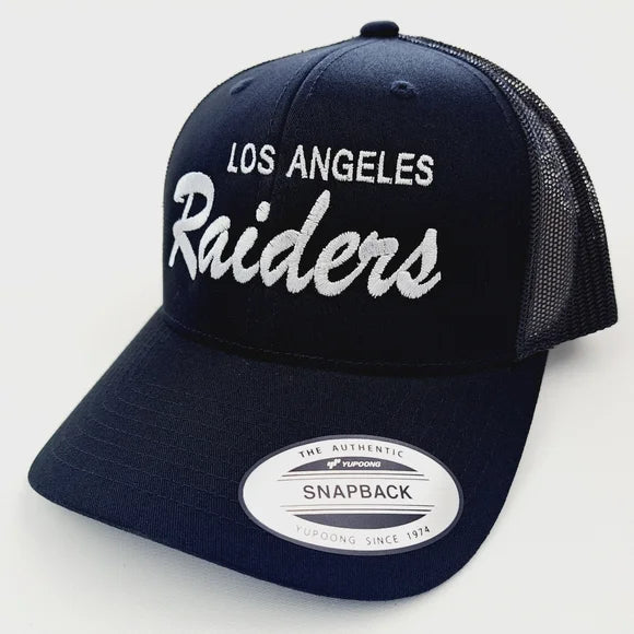 Los Angeles Raiders Embroidered Trucker Mesh Snapback Cap Hat Black