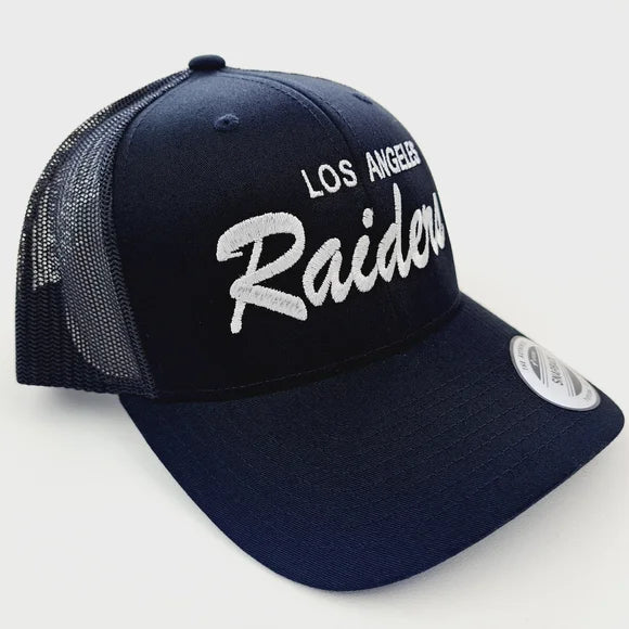 Los Angeles Raiders Embroidered Trucker Mesh Snapback Cap Hat Black