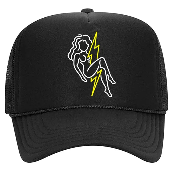 Lineman Electrician Pin-up Girl Foam Trucker Mesh Snapback Cap Hat