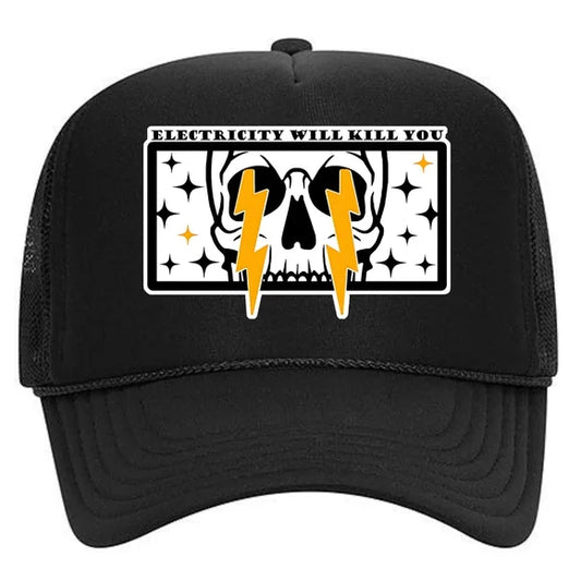 Lineman Lineworker Foam Trucker Mesh Snapback Cap Hat Black