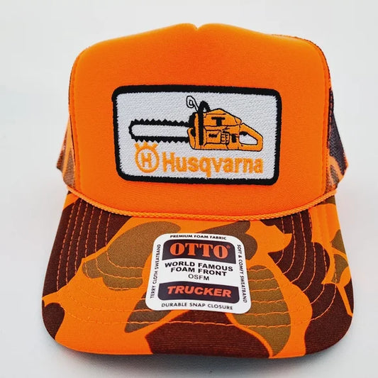 Husqvarna Chainsaws Foam Trucker Mesh Snapback Hat Cap Embroidered Patch