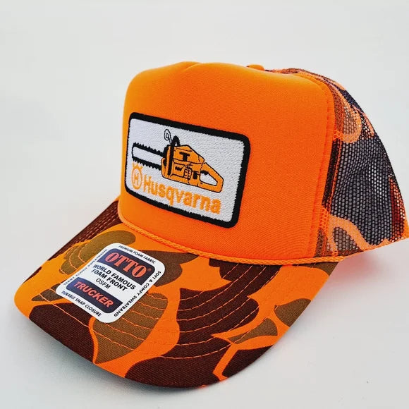 Husqvarna Chainsaws Foam Trucker Mesh Snapback Hat Cap Embroidered Patch
