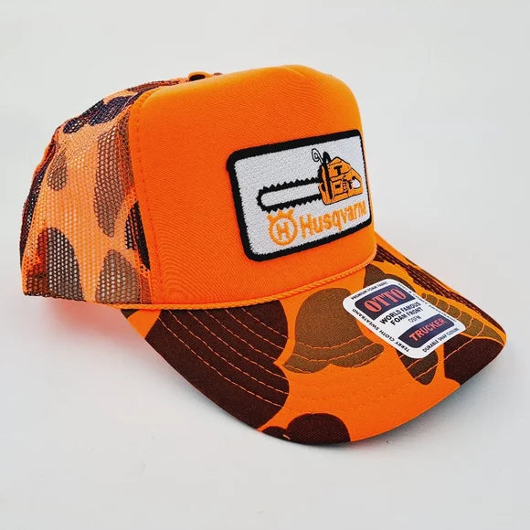 Husqvarna Chainsaws Foam Trucker Mesh Snapback Hat Cap Embroidered Patch