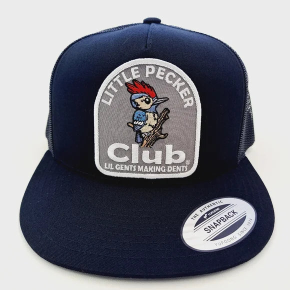 Little Pecker Club Patch Flat Bill Trucker Mesh Snapback Cap Black