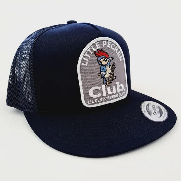 Little Pecker Club Patch Flat Bill Trucker Mesh Snapback Cap Black