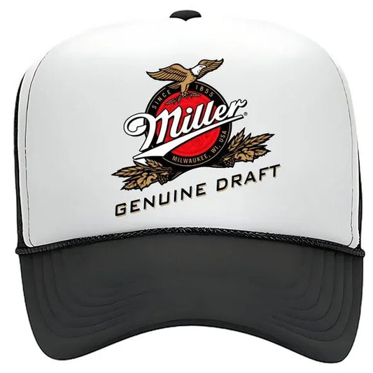 Miller Genuine Draft Beer Foam Trucker Mesh Snapback Hat Cap