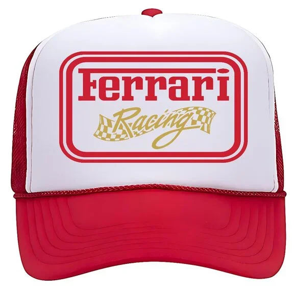80s F1 Racing Retro Vintage Style Ferrari Trucker Hat Grand Prix Formula Race